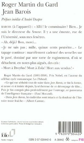 Quatrième de couverture de « JEAN BAROIS »