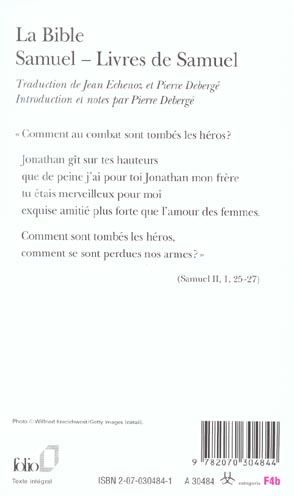 Quatrième de couverture de « LA BIBLE : SAMUEL - LIVRES DE SAMUEL »