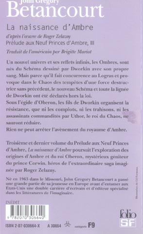 Quatrième de couverture de « PRELUDE AUX NEUF PRINCES D'AMBRE - III - LA NAISSANCE D'AMBRE »