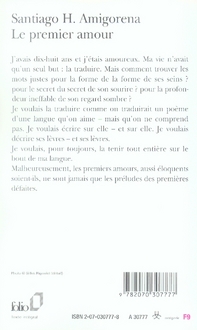 Quatrième de couverture de « LE PREMIER AMOUR »