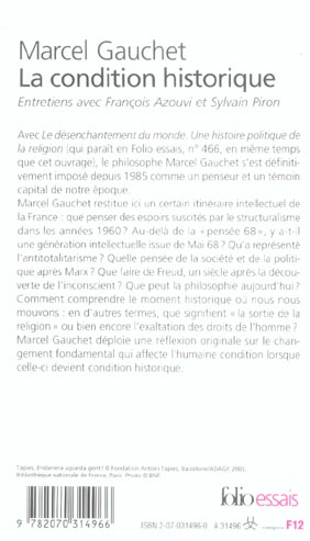 Quatrième de couverture de « LA CONDITION HISTORIQUE »