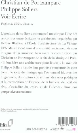 Quatrième de couverture de « VOIR ECRIRE »