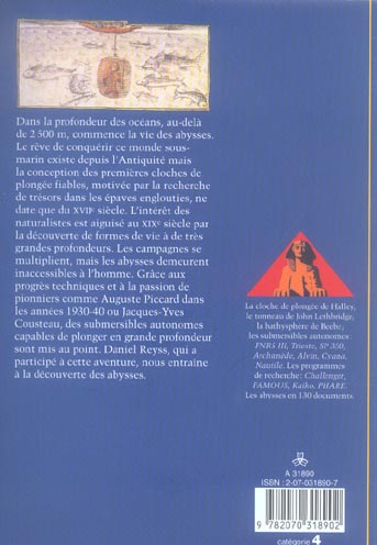 Quatrième de couverture de « DANS LA NUIT DES ABYSSES - AU FOND DES OCEANS »