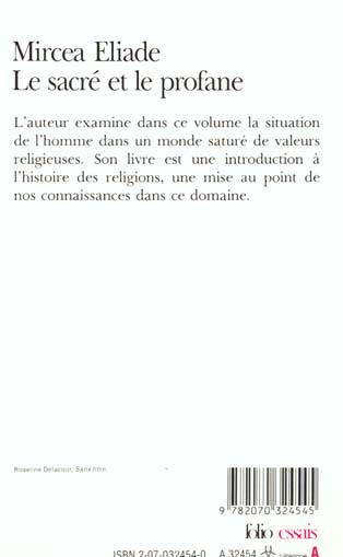 Quatrième de couverture de « LE SACRE ET LE PROFANE »