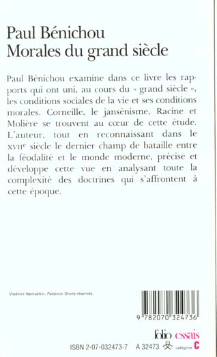 Quatrième de couverture de « MORALES DU GRAND SIECLE »