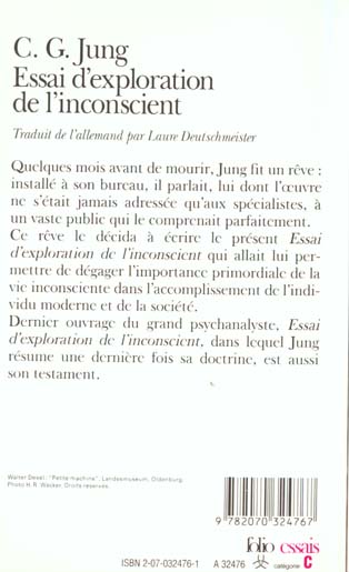 Quatrième de couverture de « ESSAI D'EXPLORATION DE L'INCONSCIENT »