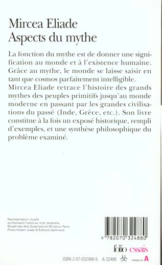 Quatrième de couverture de « ASPECTS DU MYTHE »