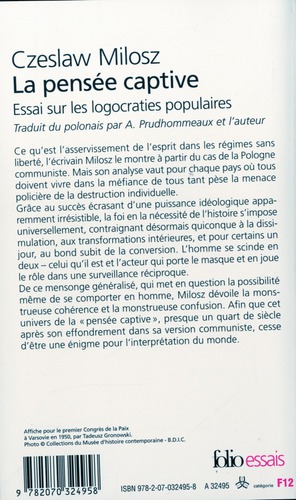 Quatrième de couverture de « LA PENSEE CAPTIVE - ESSAI SUR LES LOGOCRATIES POPULAIRES »