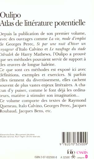 Quatrième de couverture de « ATLAS DE LITTERATURE POTENTIELLE »