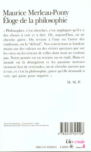 Quatrième de couverture de « ELOGE DE LA PHILOSOPHIE ET AUTRES ESSAIS »