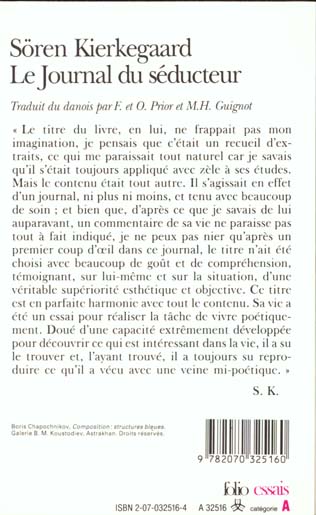 Quatrième de couverture de « LE JOURNAL DU SEDUCTEUR »