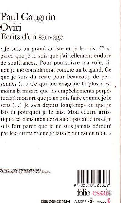 Quatrième de couverture de « OVIRI - ECRITS D'UN SAUVAGE »