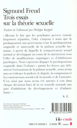 Quatrième de couverture de « TROIS ESSAIS SUR LA THEORIE SEXUELLE »