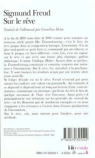 Quatrième de couverture de « SUR LE REVE »