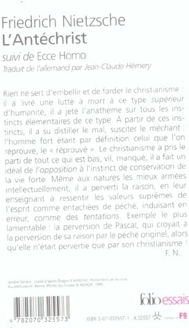 Quatrième de couverture de « L'ANTECHRIST / ECCE HOMO »