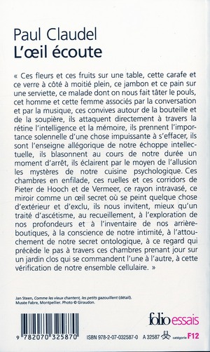 Quatrième de couverture de « L'OEIL ECOUTE »
