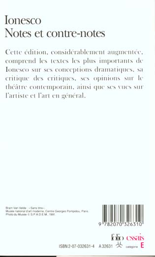 Quatrième de couverture de « NOTES ET CONTRE-NOTES »