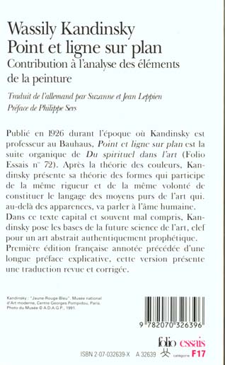 Quatrième de couverture de « POINT ET LIGNE SUR PLAN - CONTRIBUTION A L'ANALYSE DES ELEMENTS DE LA PEINTURE »