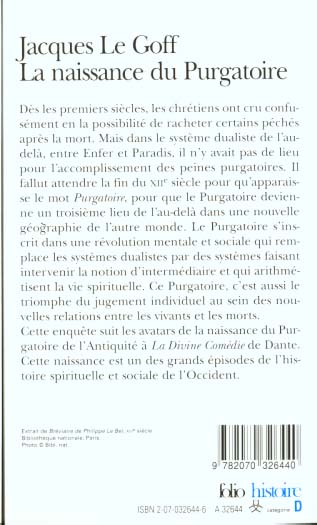 Quatrième de couverture de « LA NAISSANCE DU PURGATOIRE »