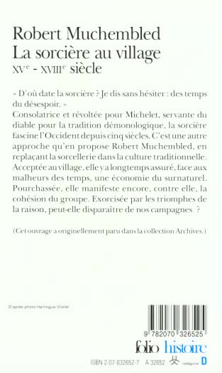 Quatrième de couverture de « LA SORCIERE AU VILLAGE - (XV-XVIII SIECLE) »