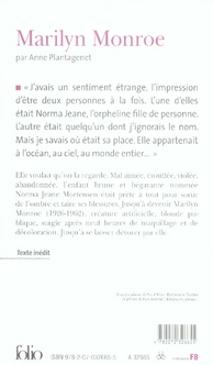 Quatrième de couverture de « MARILYN MONROE »