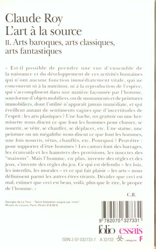 Quatrième de couverture de « L'ART A LA SOURCE - VOL02 - ARTS BAROQUES, ARTS CLASSIQUES, ARTS FANTASTIQUES »