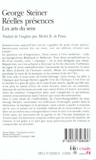 Quatrième de couverture de « REELLES PRESENCES - LES ARTS DU SENS »