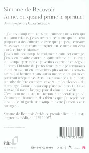 Quatrième de couverture de « Anne ou Quand prime le spirituel »