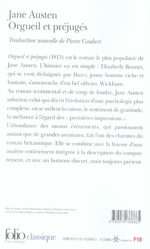 Quatrième de couverture de « Orgueil et préjugés »