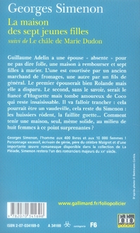 Quatrième de couverture de « LA MAISON DES SEPT JEUNES FILLES / LE CHALE DE MARIE DUDON »