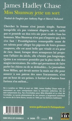 Quatrième de couverture de « MISS SHUMWAY JETTE UN SORT »