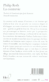 Quatrième de couverture de « LES LIVRES DE ZUCKERMAN - LA CONTREVIE »