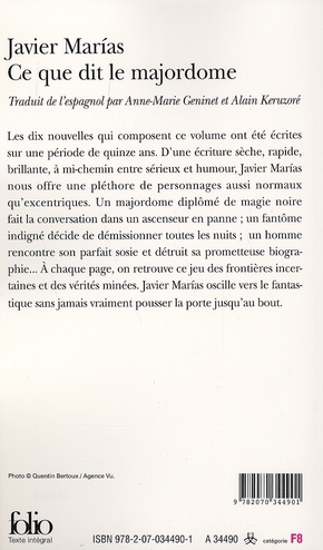 Quatrième de couverture de « CE QUE DIT LE MAJORDOME »