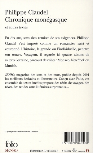 Quatrième de couverture de « Chronique monégasque : et autres textes »