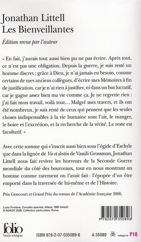 Quatrième de couverture de « LES BIENVEILLANTES »