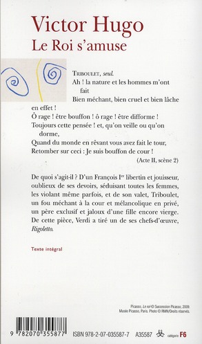 Quatrième de couverture de « LE ROI S'AMUSE »