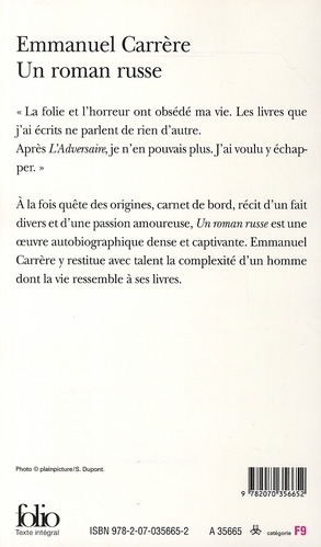 Quatrième de couverture de « Un roman russe »