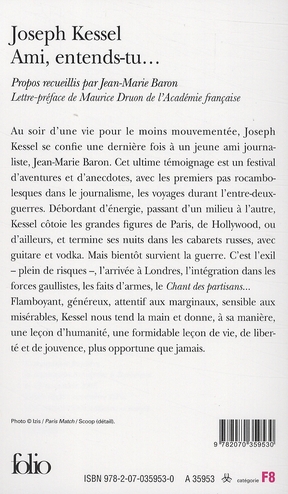 Quatrième de couverture de « AMI, ENTENDS-TU... »