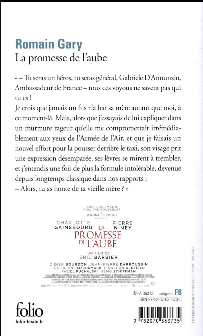 Quatrième de couverture de « LA PROMESSE DE L'AUBE »