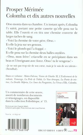 Quatrième de couverture de « NOUVELLES COMPLETES - I - COLOMBA ET DIX AUTRES NOUVELLES »