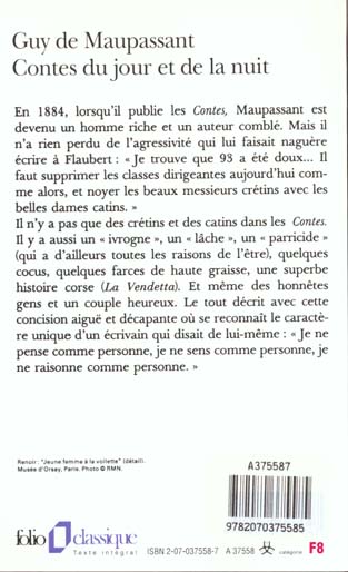 Quatrième de couverture de « CONTES DU JOUR ET DE LA NUIT »