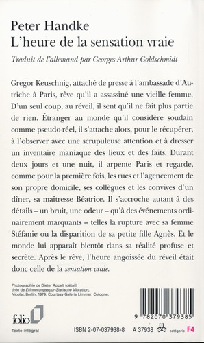 Quatrième de couverture de « L'HEURE DE LA SENSATION VRAIE »
