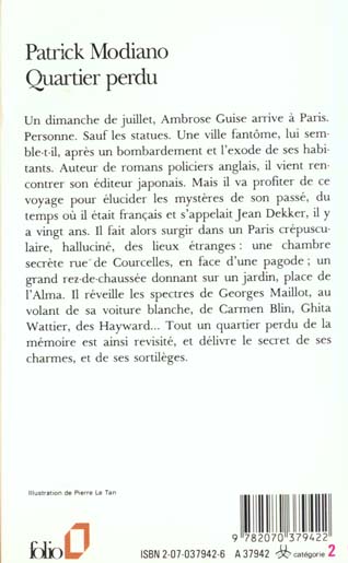 Quatrième de couverture de « QUARTIER PERDU »
