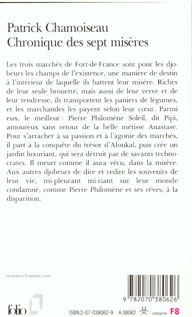 Quatrième de couverture de « CHRONIQUE DES SEPT MISERES / PAROLES DE DJOBEURS »