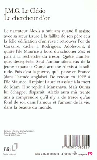 Quatrième de couverture de « LE CHERCHEUR D'OR »