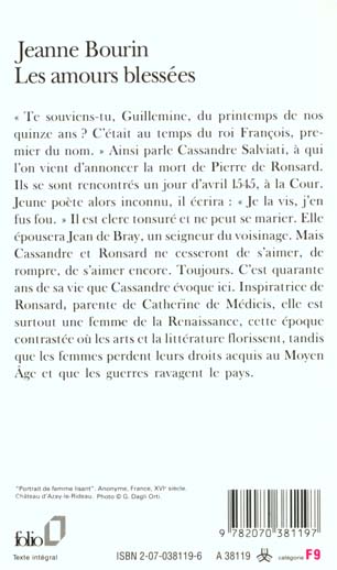 Quatrième de couverture de « LES AMOURS BLESSEES »