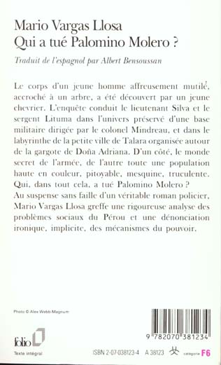 Quatrième de couverture de « QUI A TUE PALOMINO MOLERO ? »