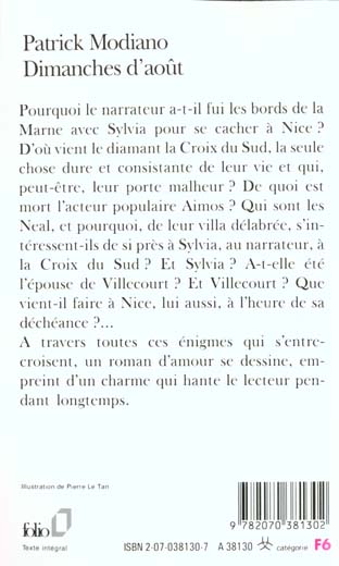 Quatrième de couverture de « DIMANCHES D'AOUT »