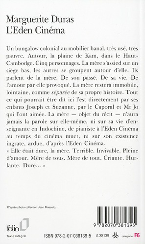 Quatrième de couverture de « L'EDEN CINEMA »