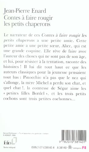 Quatrième de couverture de « CONTES A FAIRE ROUGIR LES PETITS CHAPERONS »